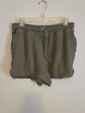 Aerie Olive Waffle-Knit Drawstring Athletic Shorts - Matching Set